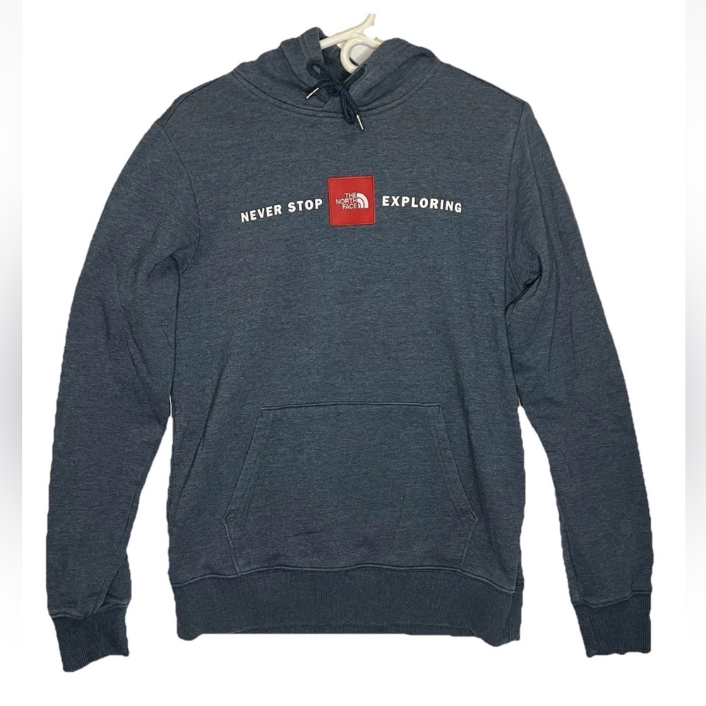 The North Face Men's Blue Hoodie Small front pocket sweatshirt comfortable warm